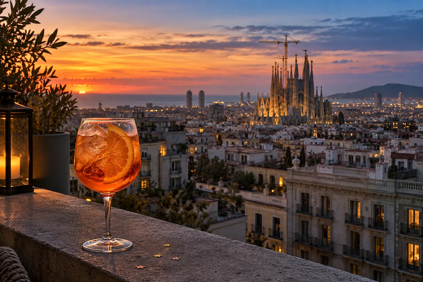 Barcelona rooftops and the city skyline